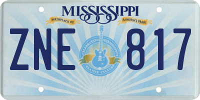 MS license plate ZNE817