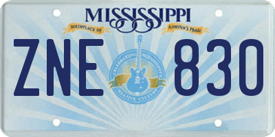 MS license plate ZNE830