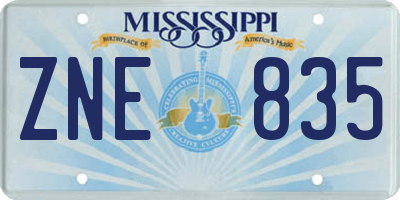 MS license plate ZNE835