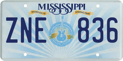 MS license plate ZNE836