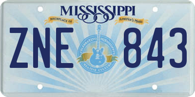 MS license plate ZNE843