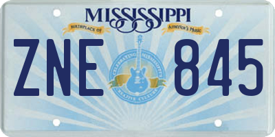 MS license plate ZNE845