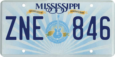 MS license plate ZNE846