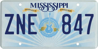 MS license plate ZNE847