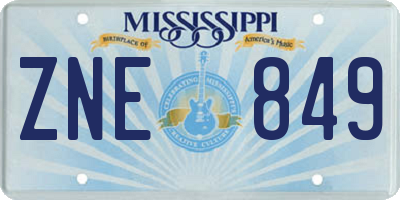 MS license plate ZNE849