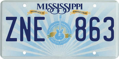 MS license plate ZNE863