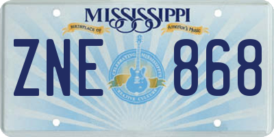 MS license plate ZNE868