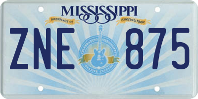 MS license plate ZNE875