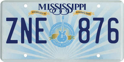 MS license plate ZNE876