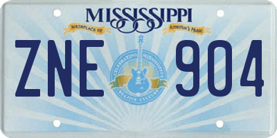 MS license plate ZNE904