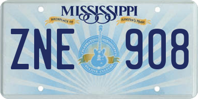 MS license plate ZNE908