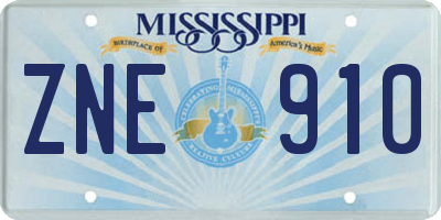 MS license plate ZNE910