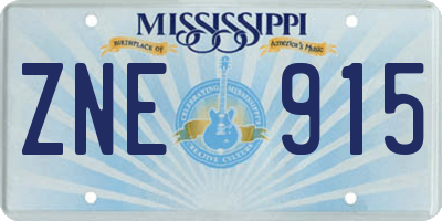 MS license plate ZNE915