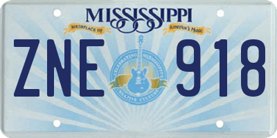 MS license plate ZNE918