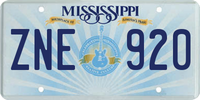 MS license plate ZNE920