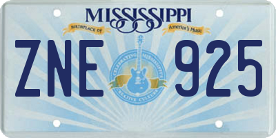 MS license plate ZNE925