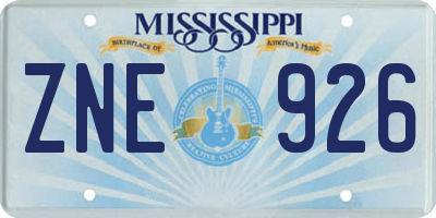 MS license plate ZNE926