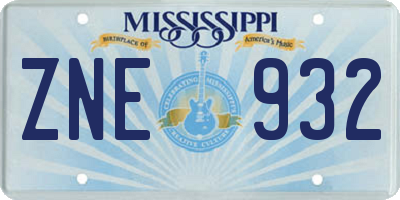 MS license plate ZNE932