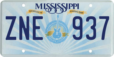 MS license plate ZNE937