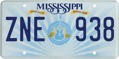 MS license plate ZNE938