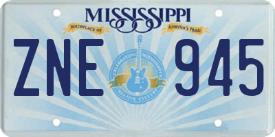 MS license plate ZNE945