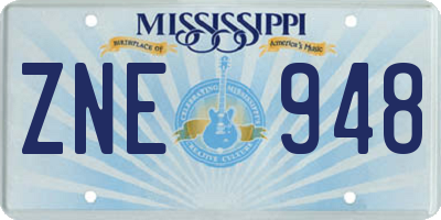 MS license plate ZNE948