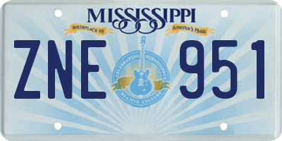 MS license plate ZNE951