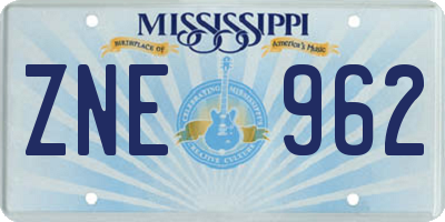 MS license plate ZNE962