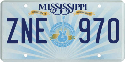 MS license plate ZNE970