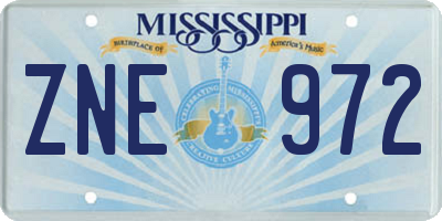 MS license plate ZNE972