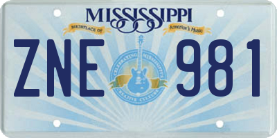 MS license plate ZNE981