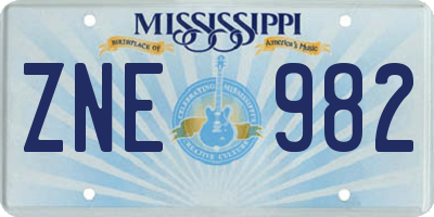 MS license plate ZNE982