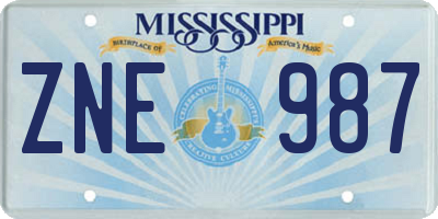 MS license plate ZNE987