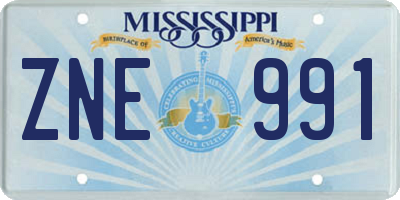 MS license plate ZNE991