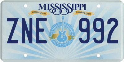 MS license plate ZNE992