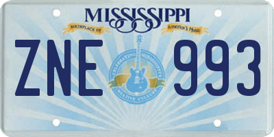 MS license plate ZNE993
