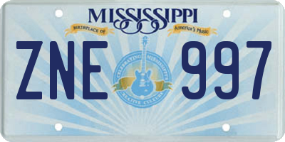 MS license plate ZNE997