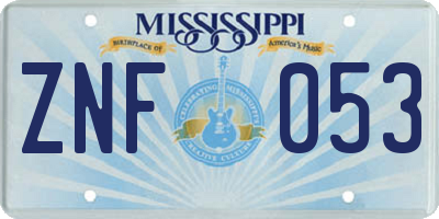 MS license plate ZNF053