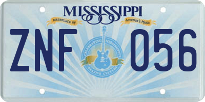 MS license plate ZNF056