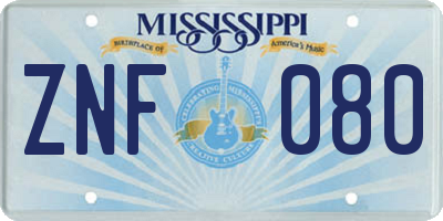 MS license plate ZNF080