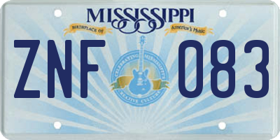 MS license plate ZNF083