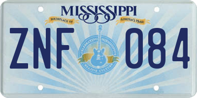 MS license plate ZNF084