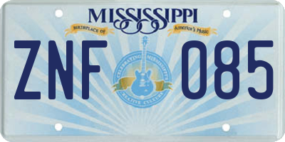 MS license plate ZNF085