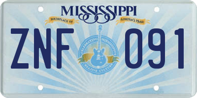 MS license plate ZNF091