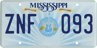 MS license plate ZNF093