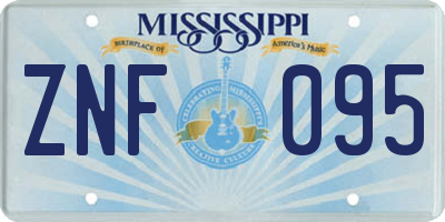 MS license plate ZNF095