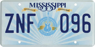 MS license plate ZNF096