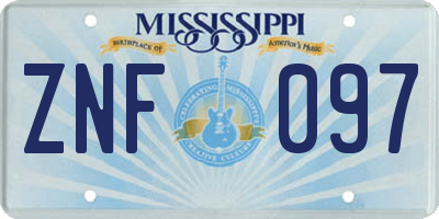 MS license plate ZNF097