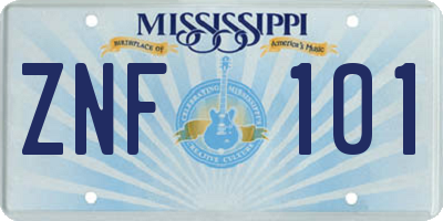 MS license plate ZNF101