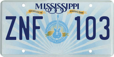 MS license plate ZNF103